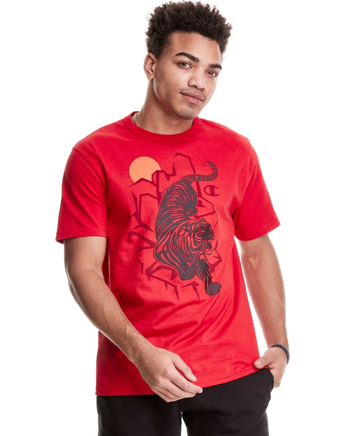 Champion Heritage Sprawling Tiger T-Shirt Heren - Rood - Belgie 2749FWYUJ